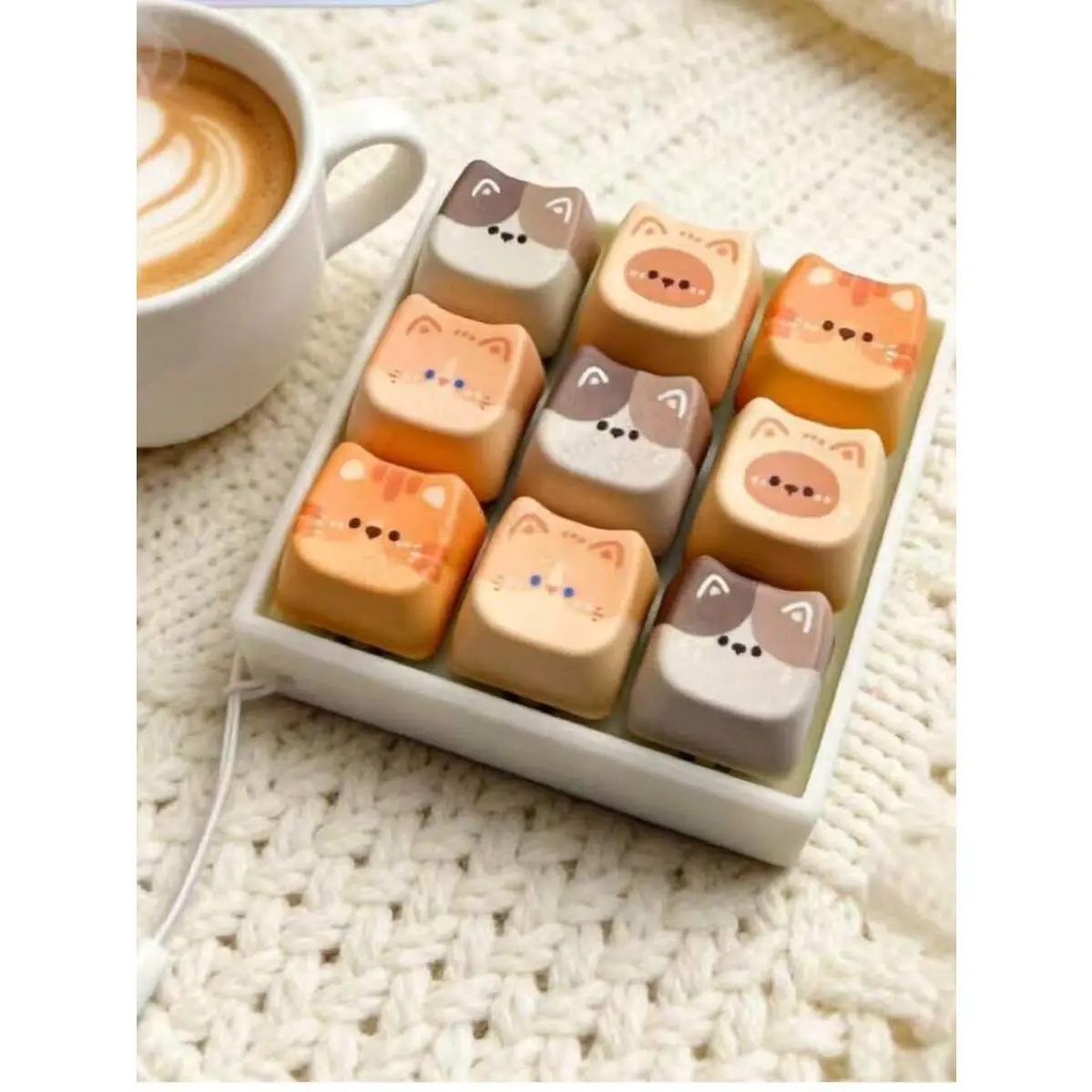3Pc Cat Keycap 3D Printed Base, Decompression Key, Test Shaft, Detachable Keycap