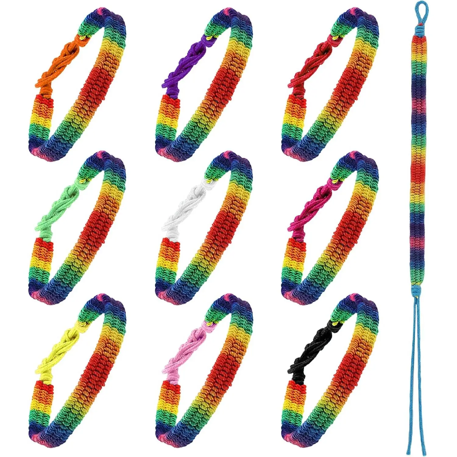 10 count Rainbow LGBT Pride Weaving Bracelets Adjustable Colorful Bracelets  Braided Wristband Pride Month Friendship Bracelet Gifts for Men Women