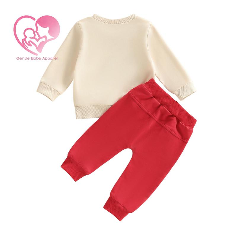(70%Cotton) Toddler Boy Valentine's Day Outfit Heart Letter Long Sleeve Sweatshirt Solid Joggers 2 Piece Set Cute Valentine ClotheAs Baby Boy Spring Casual Wear My First Valentine Clothing