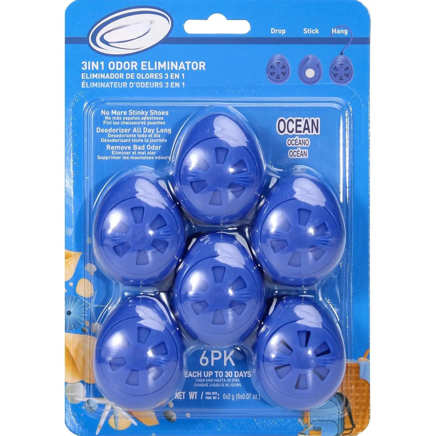 Shoe Deodorizer Balls 6 Ct,  Scent, Odor Remover Balls for Sneakers, Gym Bags, Lockers, Closets, Hampers, and Drawers, Essential Oil Provides  Freshness