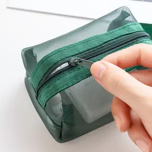 6pcs Minimalist Transparent Mesh Coin Pouch, Digital Storage Bag, Portable Key Card Wallet, Mini Zipper Money Bag, Cosmetic Organizer