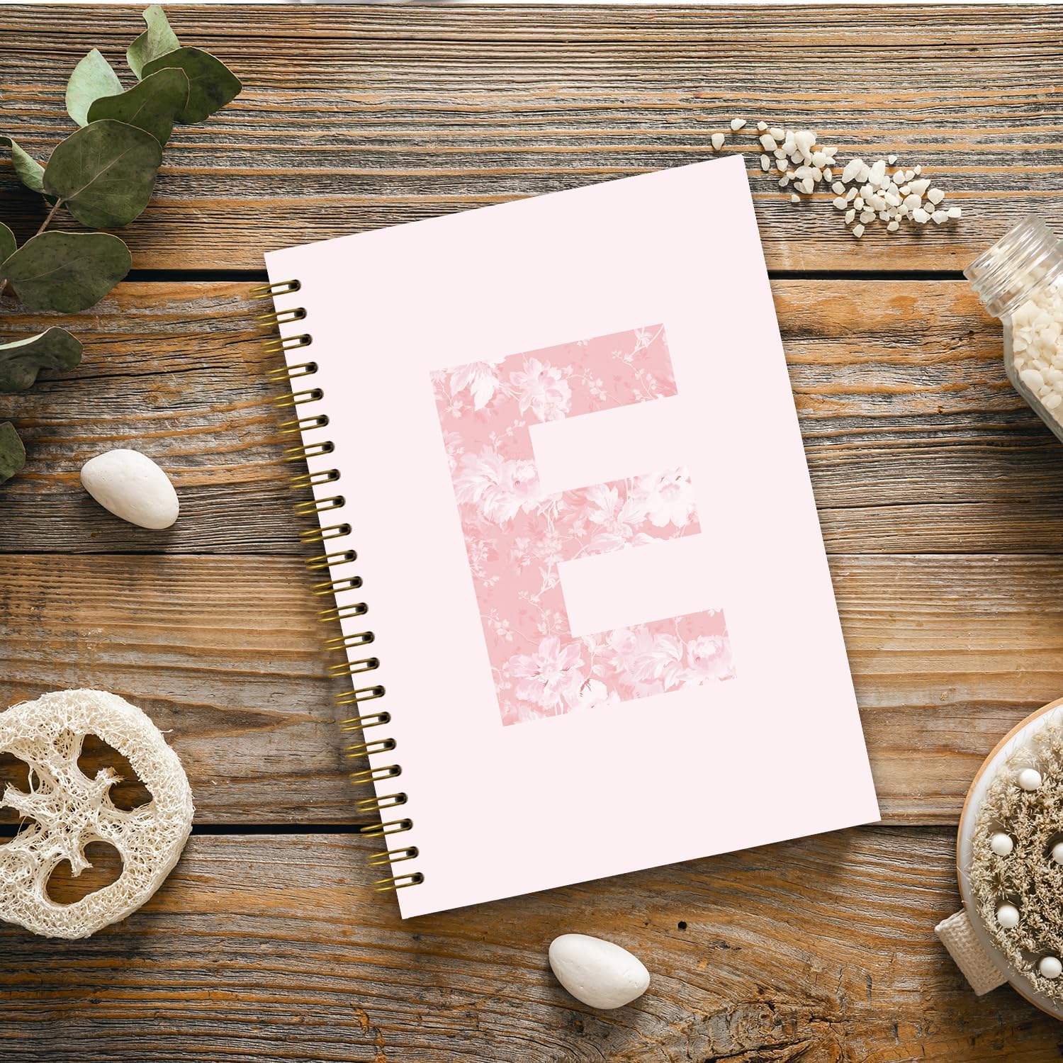 Pink Custom Composition Notebook, Initial Personalized Notebook, Monogrammed Gifts for Women, Pink Composition Books,  to School Supplies,  to School Stuff, Journal for Teens 5.5x8.3 (E)