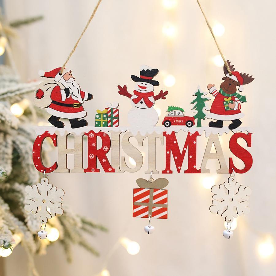 1PC Wooden Christmas Door Hanging Oranments Wall  Merry Christmas Decor for Home Happy New Year Naviidad Door Pendants Gifts