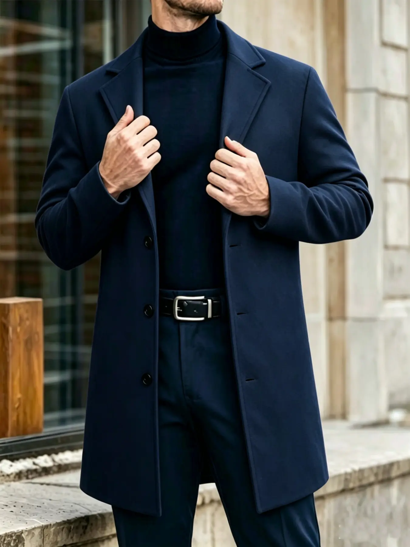European Style Casual Retro Men's Single Button Notch Lapel Solid Color Lightweight Luxury Korean Short Coat