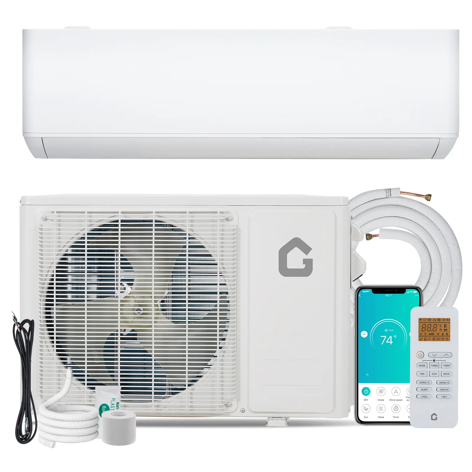High Efficiency 24 SEER2 Mini Split Air Conditioner & Heat Pump, 9000 BTU Ductless Wall Mounted AC Unit with Energy Efficient, R454B Refrigerant, Quiet Operation, Smart WiFi Control, Up to 450 Sq.Ft, 208-230V