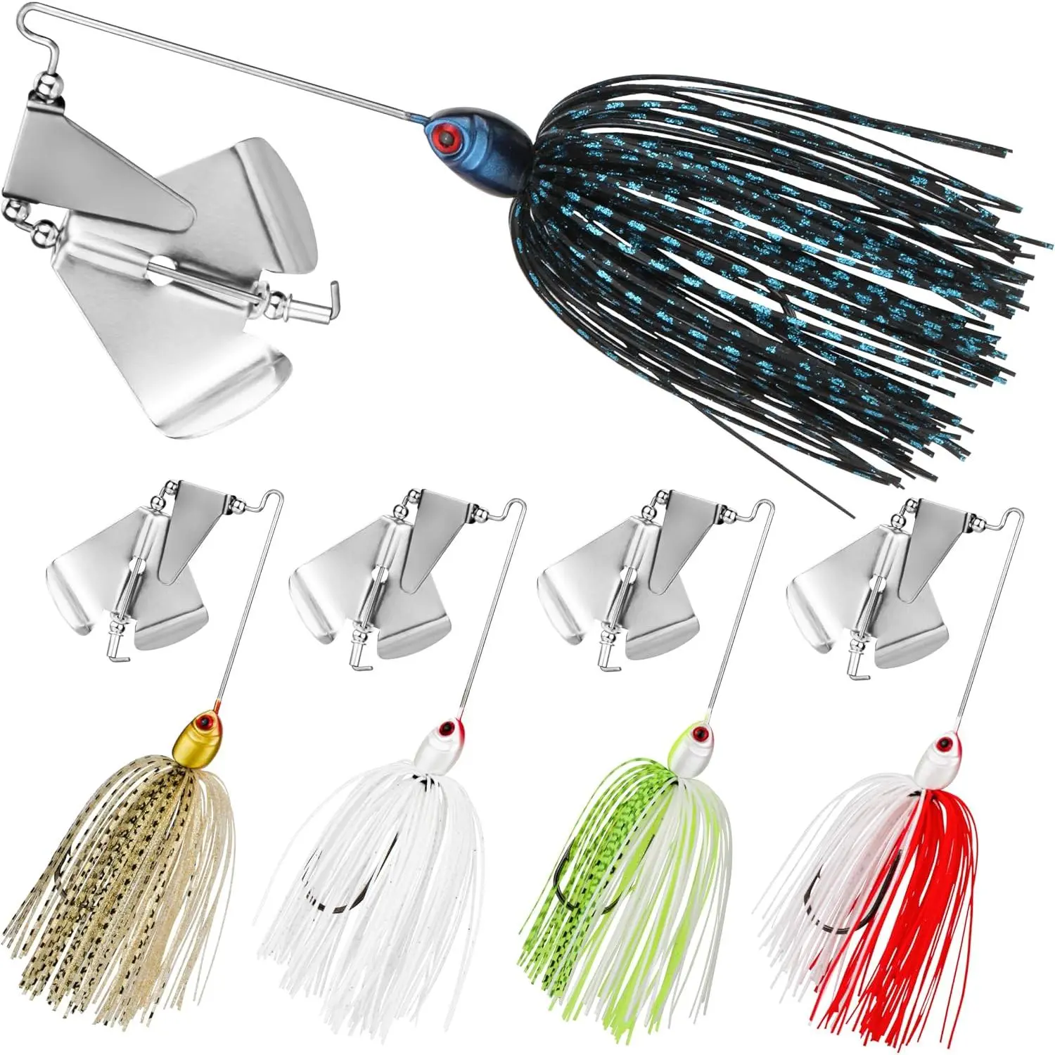Double Prop Buzzbaits - Fishing Lures Buzzbait Spinnerbait Jigs Lure for Bass, Pike &  - Lifelike Action with Double Propeller Design, Ideal for Men Anglers, 5 count