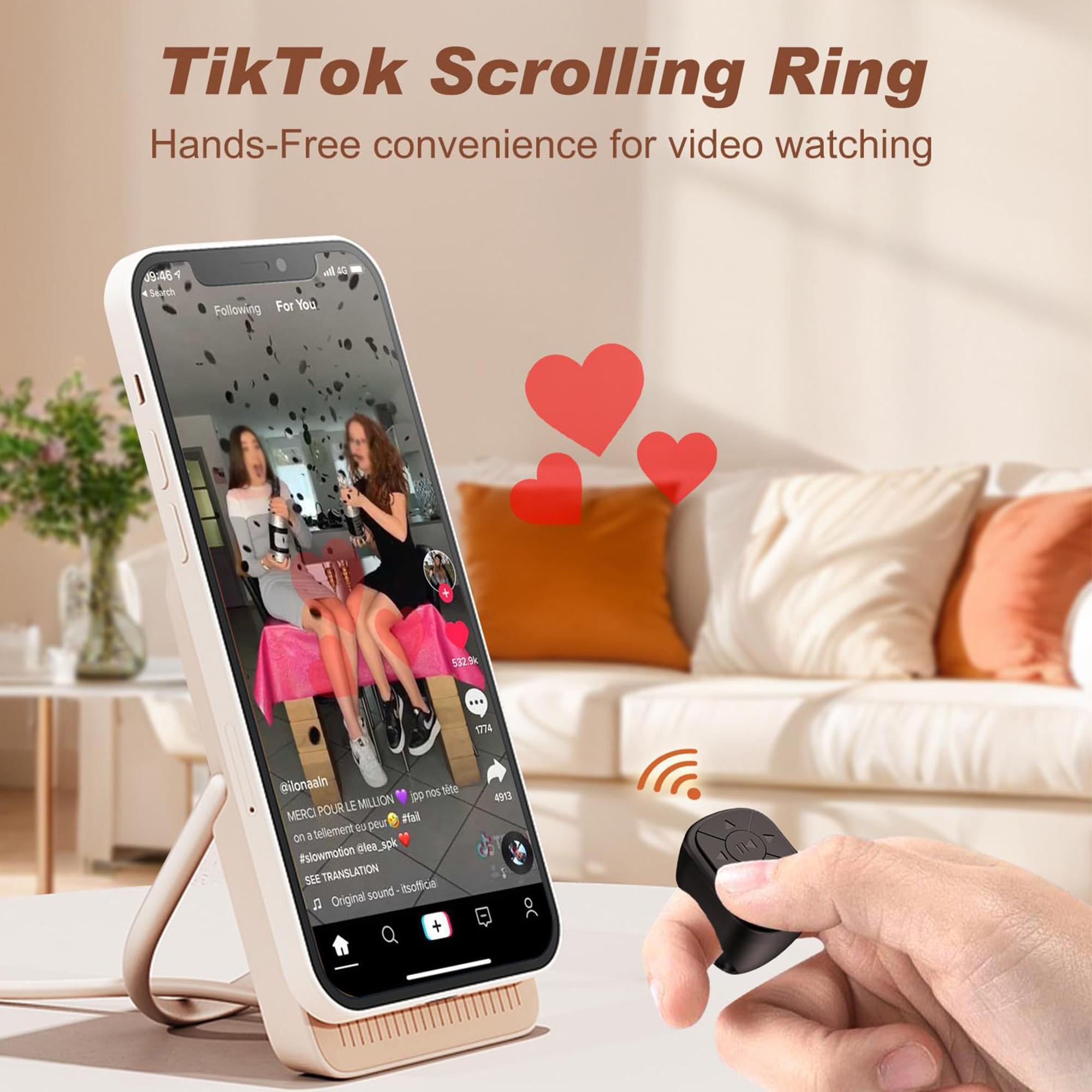 Remote Control Ring, Bluetooth-compatible Page Turning Feature Ring Scroller, Rechargeable Camera Shutter Short Video and Music Remote, for iOS Android Phones