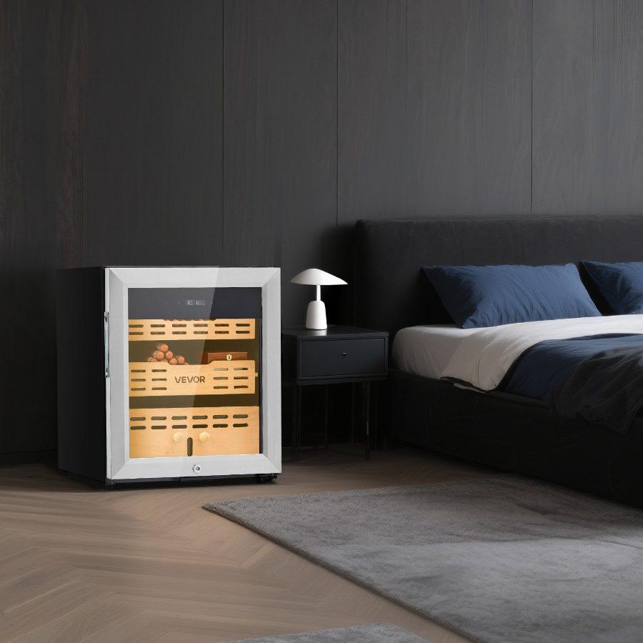 VEVOR Electric Humidor, 50L, 300 Counts Electric Cigar Humidor Cabinet with Compressor Cooling, Constant Humidity Temperature Control, Spanish Cedar Wood Shelves Drawers, 2 Layers, for Household