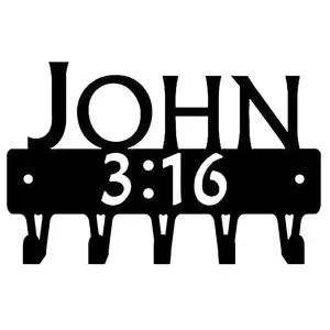 John 3:16 Bible Scripture Christian Key Rack – 6/9 Inch Wide Wall-Mounted Key Holder Hook, Decorative Faith-Inspired Design, Ideal for Home Decor and Key Storage