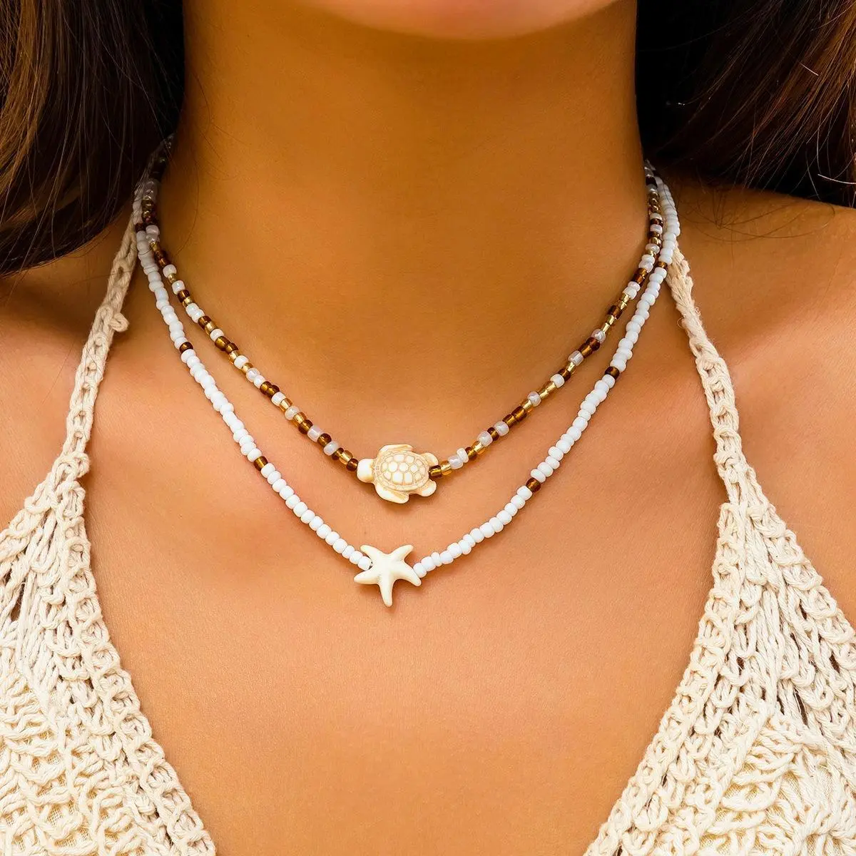 Nautical Boho Anklets for Women, Beaded Shell Fashion Jewelry with Turtle & Starfish Charms, Trendy Beach Accessory, Trendy Fashionable Accessories, Cute Anklets, Boho Charm, Trendy Jewelry, Beach Wear