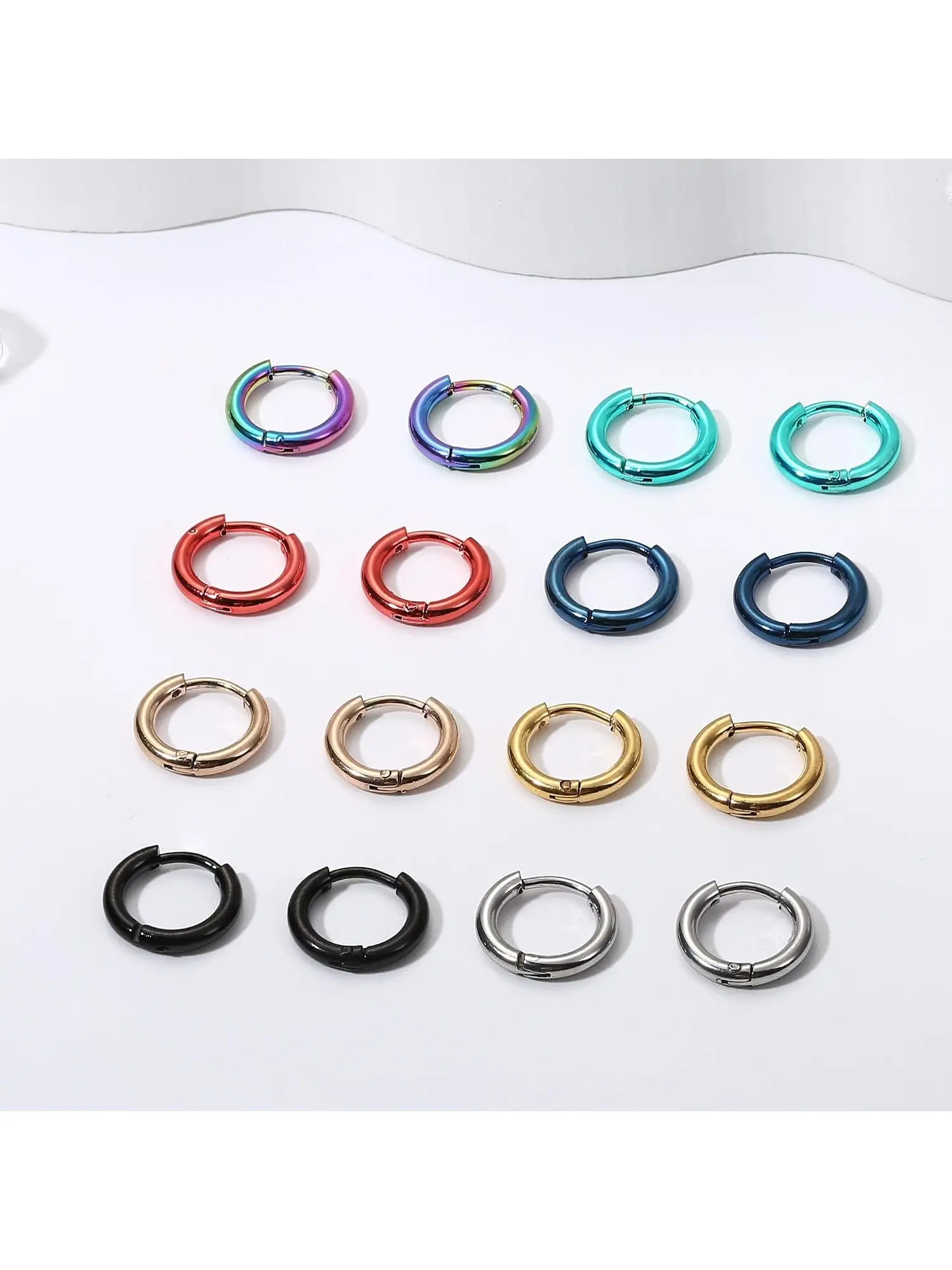 8 Pairs18G  Hoop Earrings for Men Women Surgical Stainless Steel Small Huggie Hoop Earrings Cartilage Helix Lobes Sleeper Hoop Earrings Set