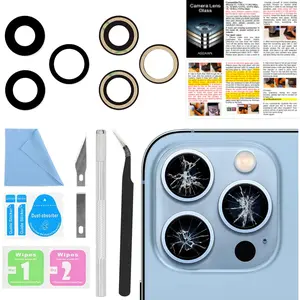 Back Camera Lens Glass Replacement for iPhone 13 Pro and 13 Pro Max, Rear Lens Glass Replacement Kit with Pre-Installed Adhesive, Installation Manual and Repair Tool Kit