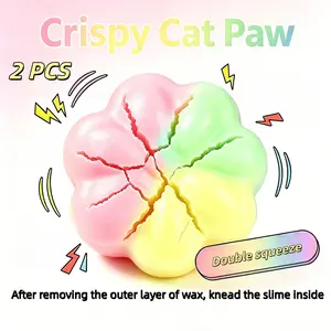 2-Pack Crispy Cat Paw Squishy Toys, Soft Plush Reshape Stress Relief, Anxiety Soothing Healing Toy, Random Macaron Colors, Perfect Gift, Soft Sensory Squishies