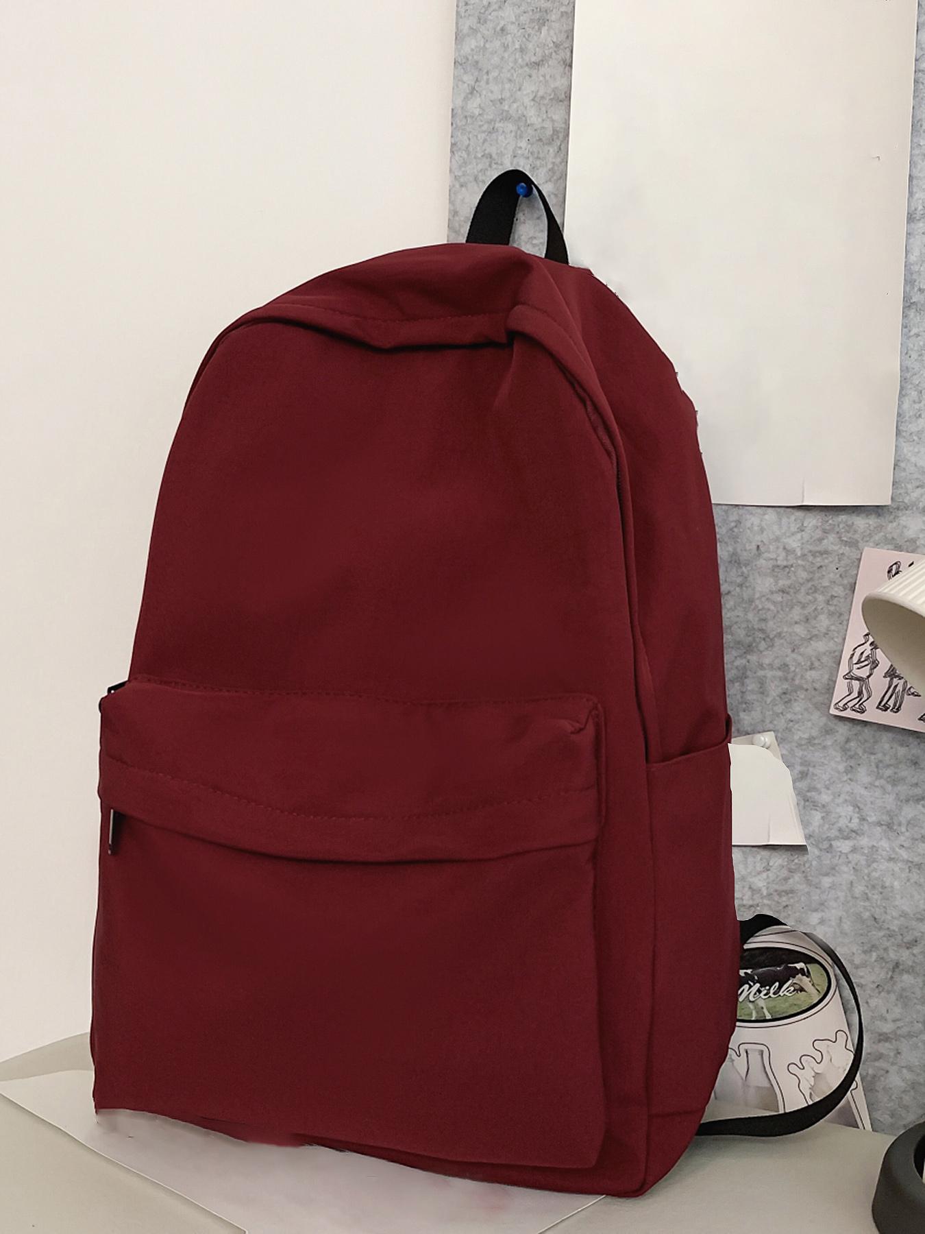 Fashionable and versatile solid color backpack, simple niche design, multi-color basic style, practical and versatile with large capacity, simple bag for college students, easy to carry for daily commuting, Casual backpack