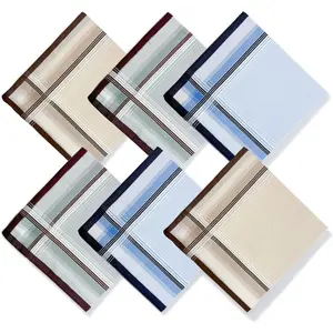 6 Pack Men's Handkerchiefs,  Soft  16x16 Inch Checkered Pocket Squares,  Hankies, Handkerchiefs for men