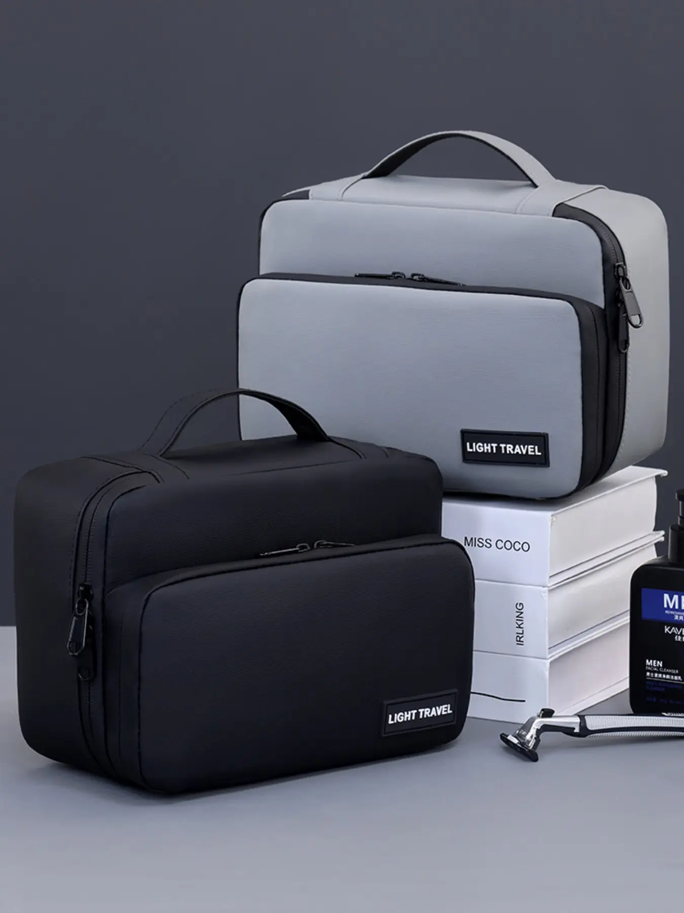Men's Travel Toiletry Bag, Large Capacity Waterproof Shaving Organizer, Portable Handheld Cosmetic Storage Bag, Business Trip Bathroom Wash Bag