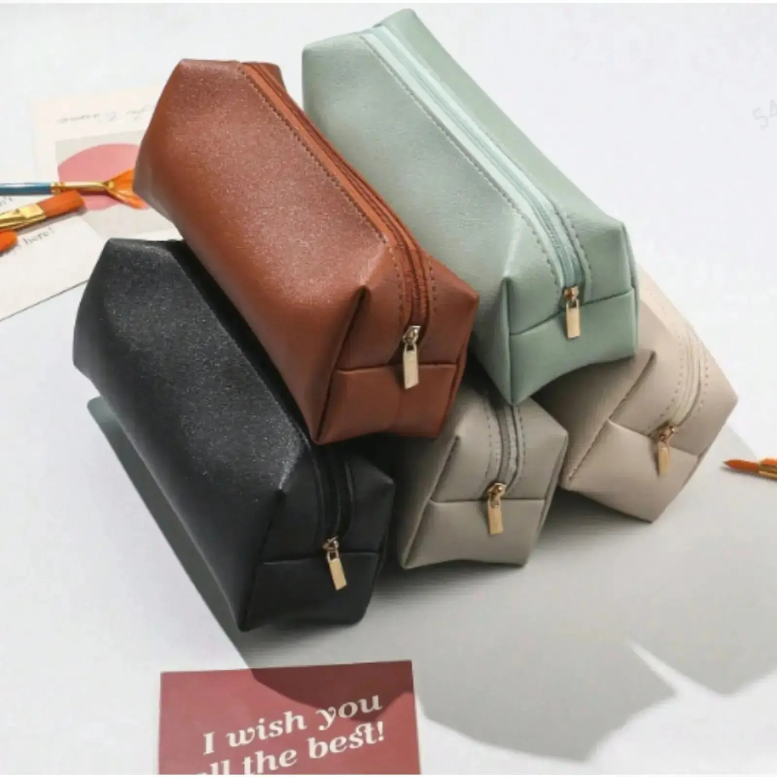 Unisex 3D Leather-Like Pencil Case - Rectangular Zipper Stationery Bag with Durable Wear-Resistant Shell, Minimalist Portable Pen Organizer & Pencil Pouch for Travel, School Storage (Sohochic)