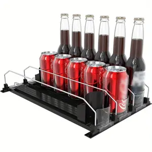 Adjustable Refrigerator Beverage Rack, 5/4/3 Rows Automatic Pusher Soda Can Organizer, Modern Fridge Accessory