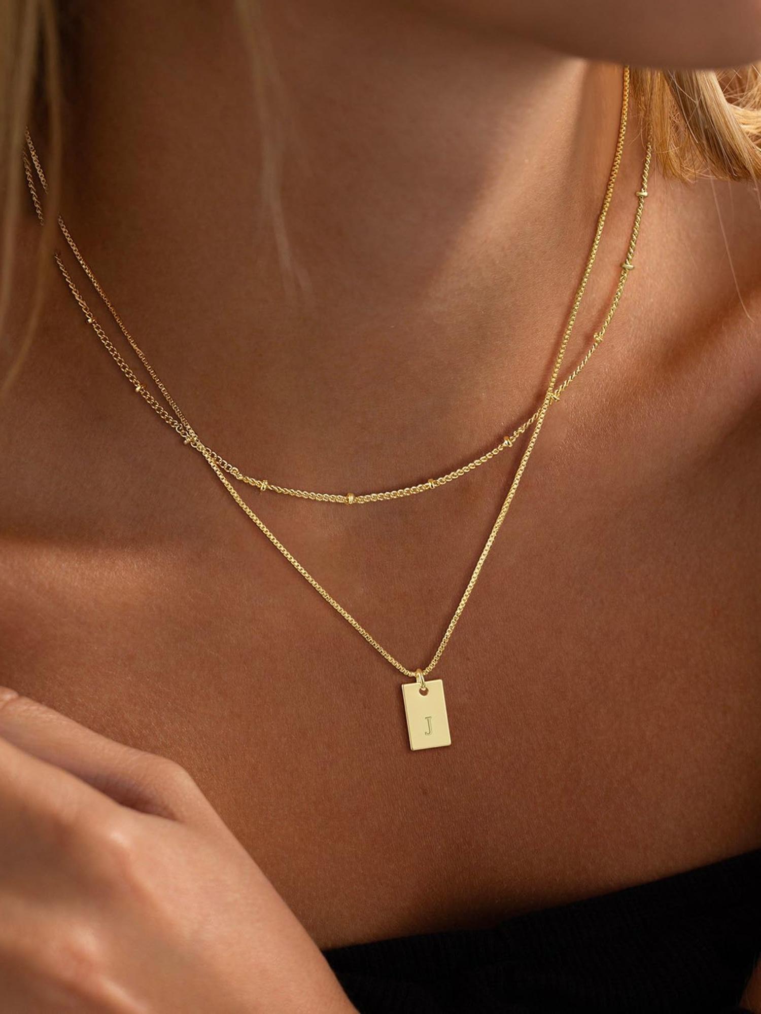 Layered Necklace, Initials Necklace, Fashionable Letter Pattern Decor Pendant Necklace for Women & Girls, Fashion Jewelry for Party, Daily Decor, Trendy All-match & for Birthday Gift