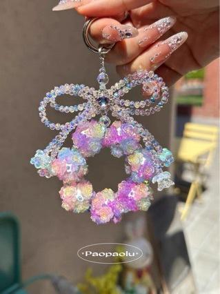 Popular luminous and color-changing colorful flower ball can be used as a pen, phone chain, bag chain, or accessory