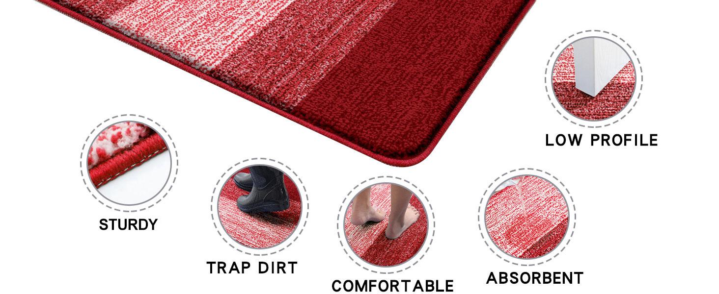 Indoor Door Mat, 36x24 Non-Slip Absorbent Dirt Trapper, Low-Washable Inside Entrance Front Mat, Sturdy Soft Doormats for Entryway, Burgundy Indoor Door Mat, 36x24 Non-Slip Absorbent Dirt Trapper, Low-Washable Inside Entrance Front Mat, Sturdy Soft Doormats for Entryway, Burgundy