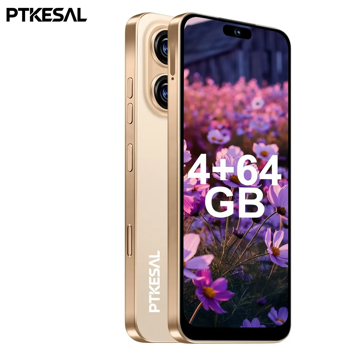 PTKESAL-6.93-inch smartphone with 4GB+64GB RAM, Android 10.0 OS, 4100mAh battery, 5MP+13MP dual-camera, 8-core processor, dual SIM, facial unlock, and fingerprint unlock