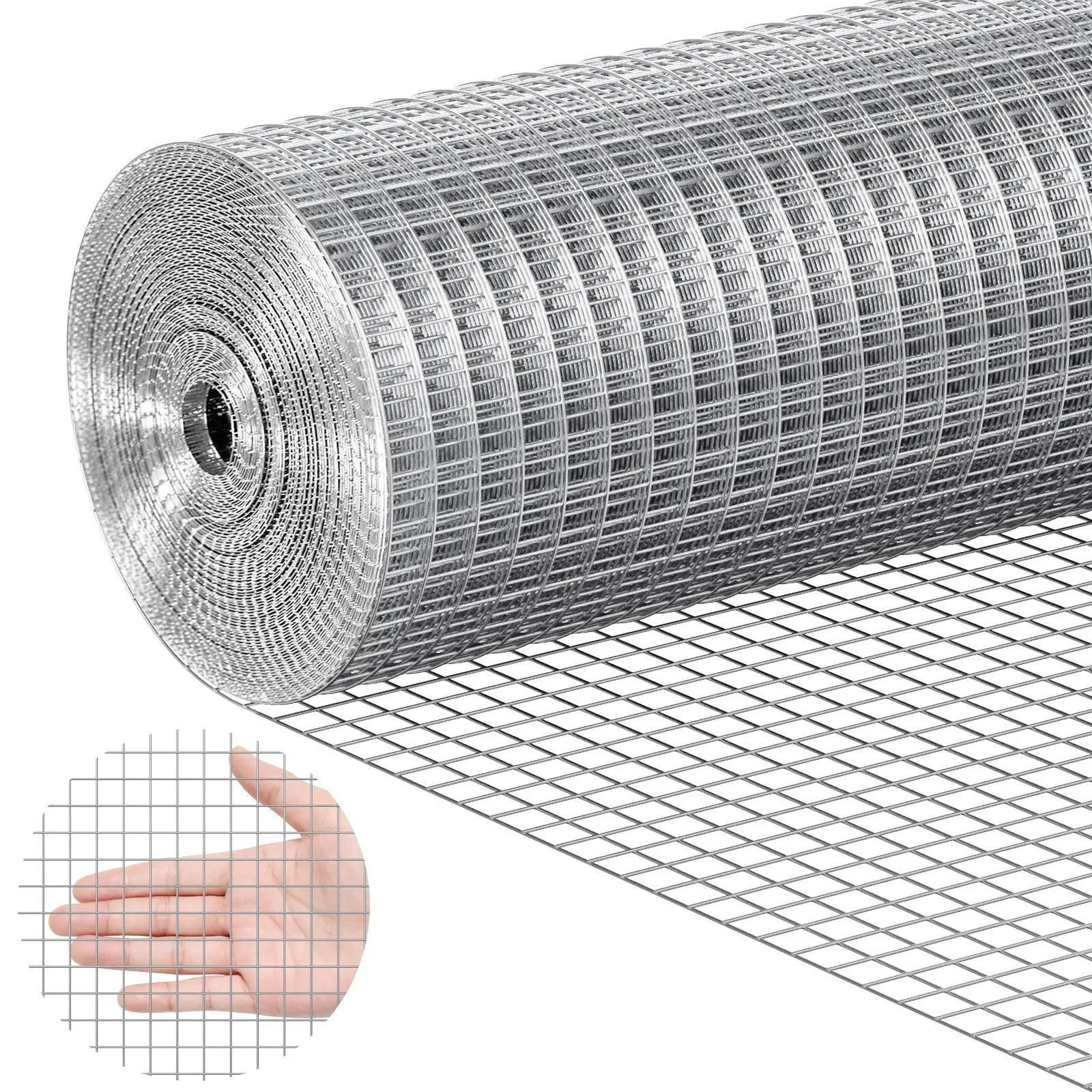 VEVOR Hardware Cloth, 1/2 inch 24inx 25 ft 19 Gauge, Hot Dipped Galvanized Wire Mesh Roll, Chicken Wire Fencing, Wire Mesh for Rabbit Cages, Garden, Small Rodents