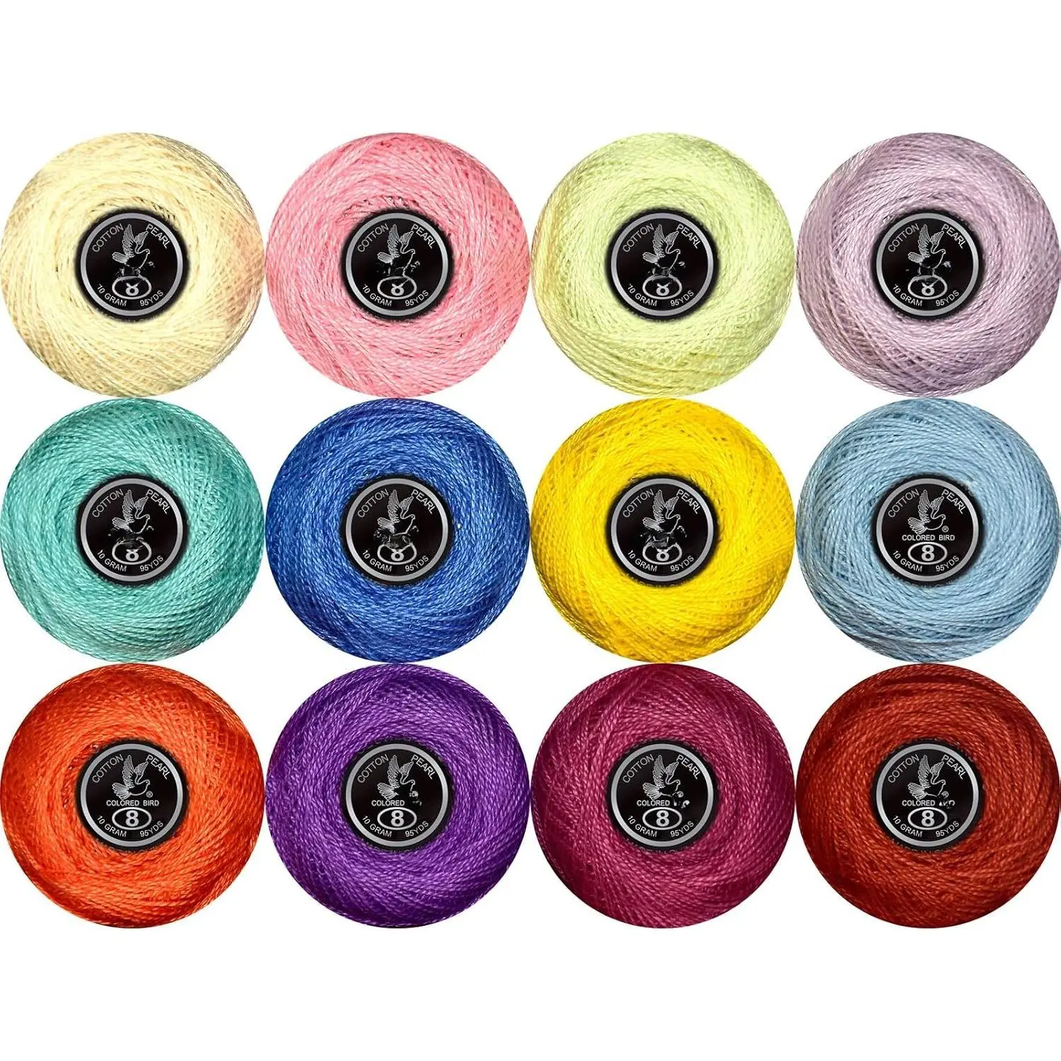 Double Mercerized Egyptian Long Staple   Thread Ball 10 Grams Rainbow Color Embroidery Thread 12 Colors per Box for Crochet Hardanger   Hand Embroidery,redpurple Series