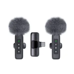 Professional Wireless Lavalier Microphone, USB Rechargeable Wireless Microphone, Plug-Play Lapel Mic for Video Recording, Teaching, Interviews, Podcast；four indicator lights
