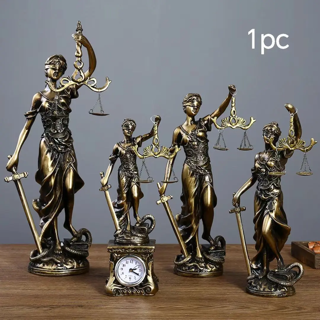 Justice Goddess Statue Themis Greek Sculpture, Antique Bronze Resin Ornament, Elegant Home Decor Piece, Mythological Artwork