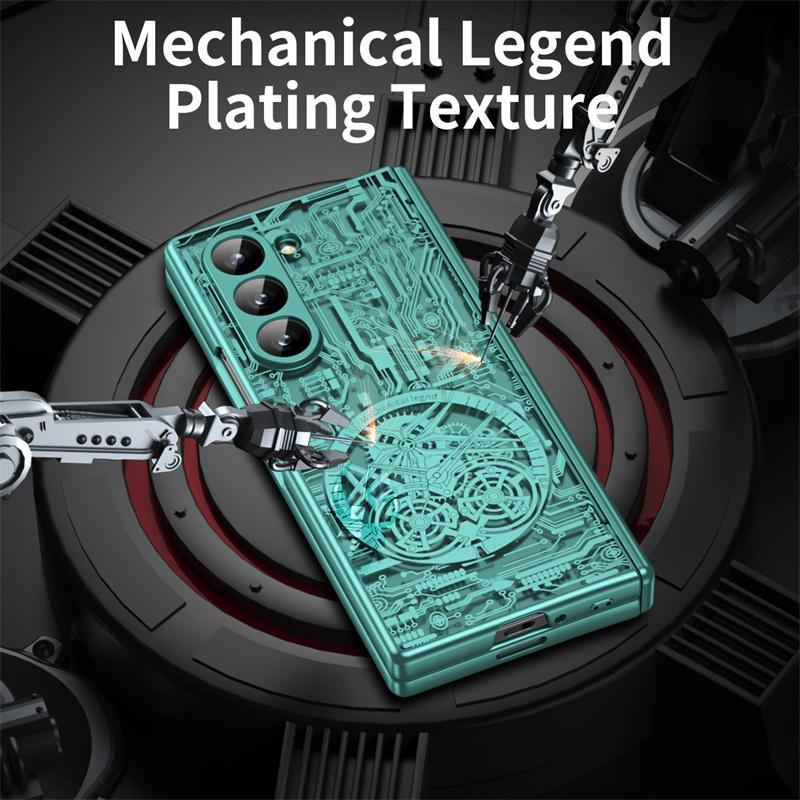 360° Full Protection Electroplated Hinge Protective Cover Compatible with Samsung Z Fold 7/6/5/4/3, Integrated Built-in Screen Protector