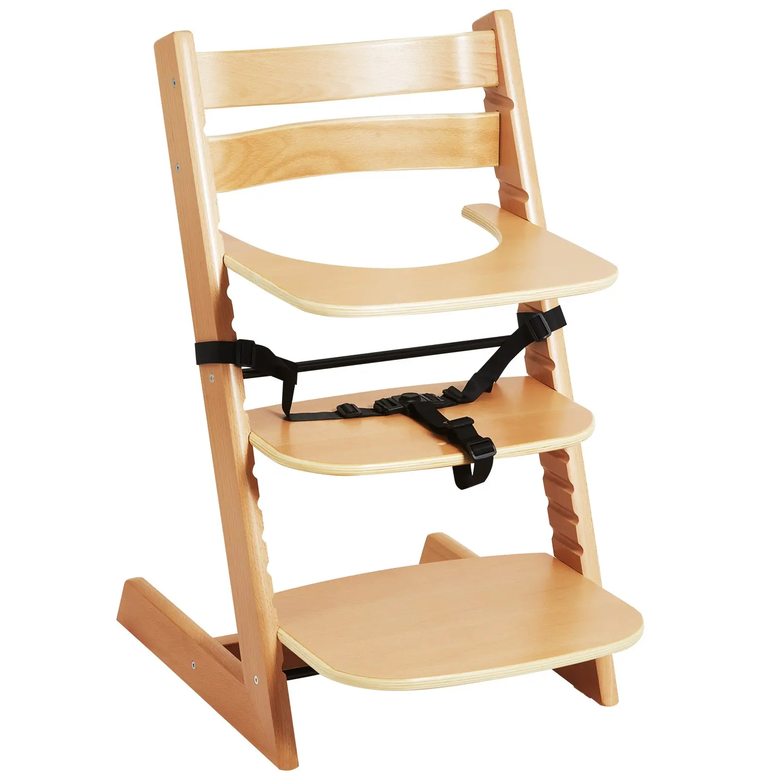 VEVOR Wooden High Chair for Babies Toddlers, Convertible Adjustable Feeding Chair, Eat Grow High Chair with Tray, Grow with Kid Portable Baby Dining Booster Seat, Beech Wood Toddler Chair, Natural