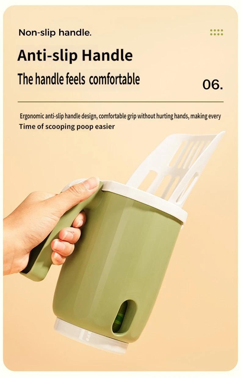 Multi-Function Cat Litter Scoop With Built-In Trash Bin, Large Capacity Litter Scooper With Bag Storage, Dual Gap 6mm+8mm Sifter Scoop For Most Cat Litter, No-Mess Litter Box Cleaner With Ergonomic Handle