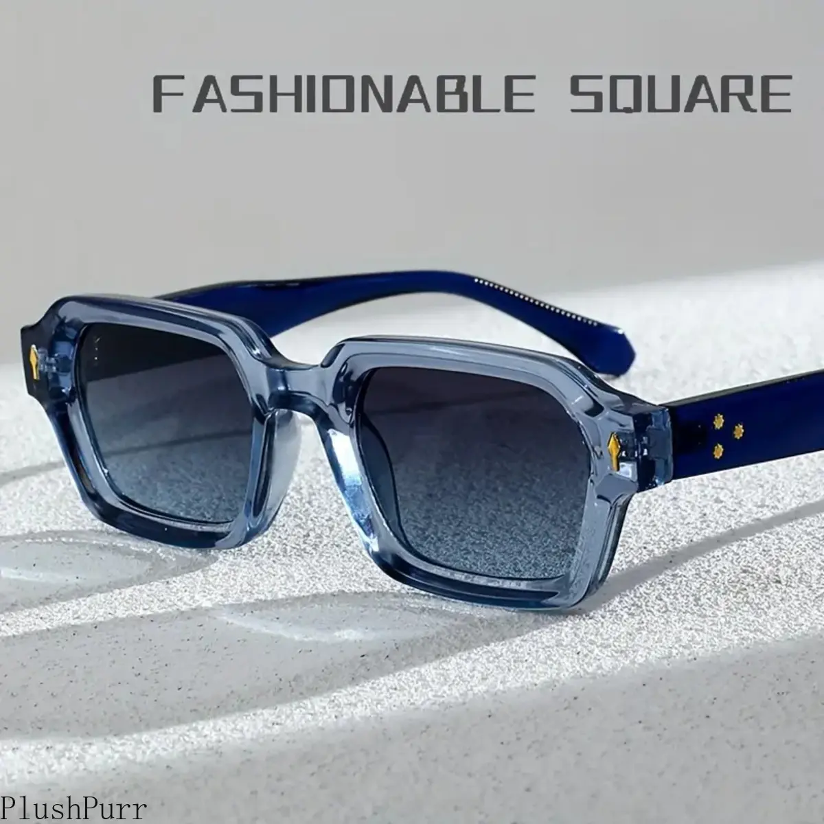 Men's Retro Small Square Sunglasses, Sporty Plastic Frame with UV400 Resin Lenses, Black & Transparent Blue for Outdoor Daily Wear, C1 Black, C2 Transparent Blue Gray Blue Film tiktokshopbacktoschool