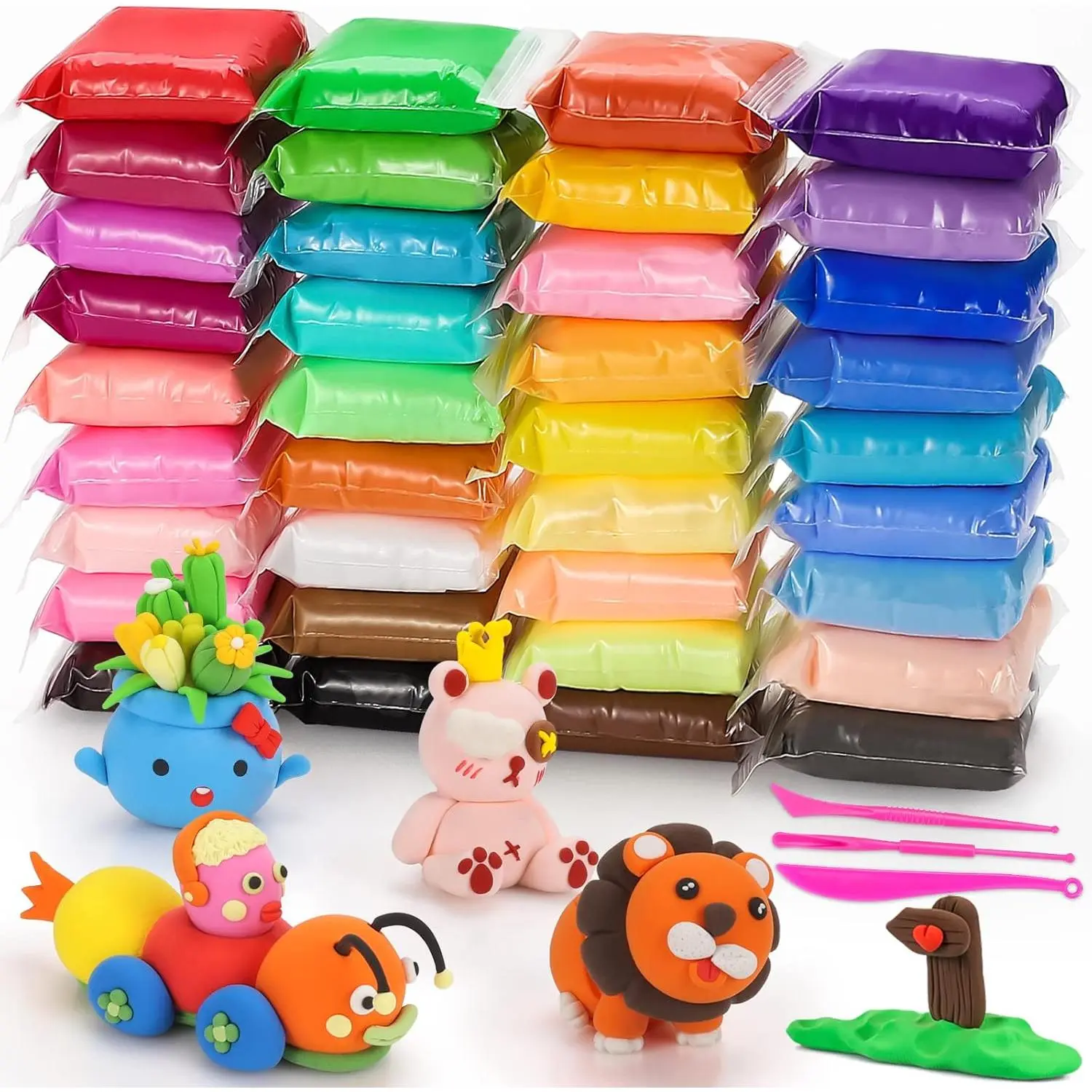 Air Dry Clay Kit – 36 Colors Modeling Clay with Sculpting Tools for Crafting & DIY Projects, Creative Gift for Easter, Halloween, and Christmasfidget toys