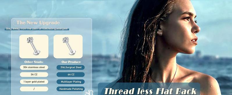 YADOCA 20G Threadless Nose Studs for Women Men Push in Nose Stud Hypoallergenic 316L Surgical Steel Flat Back Stud Earrings Labret Cartilage Lip Rings Medusa Nostril Conch Tragus Body Piercing Jewelry 18 Pairs