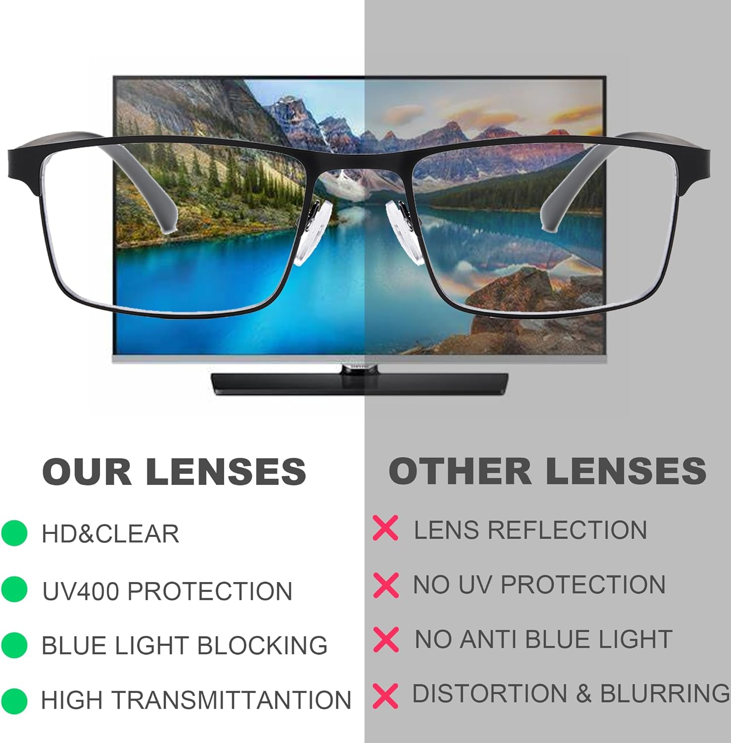 3 Pack Reading Glasses for Men, Lightweight Blue Light Blocking Metal Frame Mens Readers