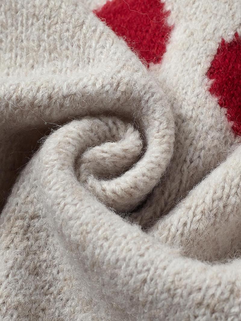 Women's Cherry Pattern Button Front Knitting Longsleeves Cardigans, Casual Elegant Long Sleeve Sweater Cardigan for Fall & Winter, Women's Knit Clothing for Daily Wear, Cardigan for Women, Women's Cardigan, Womenswear, Knitwear,Clothe Knitted Outfit Tops