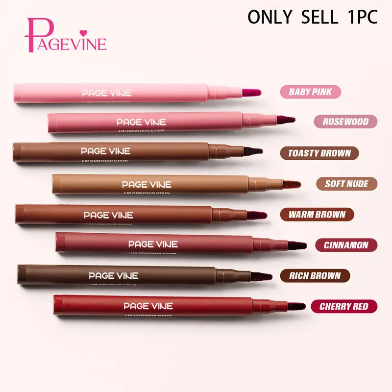 PAGE VINE Velvet Lip Liner, Waterproof No Transfer Long Lasting Lip Pencil, Easy to Apply, Multiple Colors Available, Perfect for Daily Commute and Party Makeup