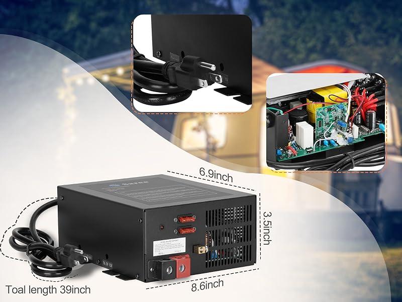 55A RV Power Converter 110VAC to 12VDC RV Converter 55 Amp RV Power Converters with Built-in 4 Stage Smart Battery Charger for Lithium Batteries RV Converters Fully Adjustable Output from 13V to 16.5V 55A RV Power Converter 110VAC to 12VDC RV Converter 55 Amp RV Power Converters with Built-in 4 Stage Smart Battery Charger for Lithium Batteries RV Converters Fully Adjustable Output from 13V to 16.5V