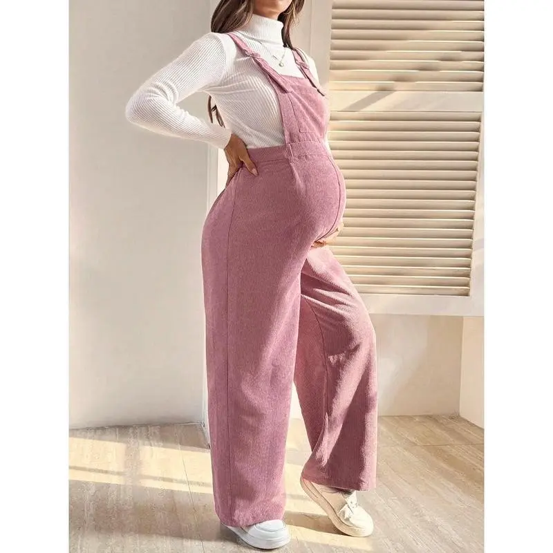 PregnantWomen'sPinkCorduroyTextureCasualJumpsuitAutumnWomen'sClothingFallMaternityOverallsMaternityJumpsuitsPinkMaternityOverallsCorduroyMaternityOverallsPregnancyOverallsFallClothesForWomen