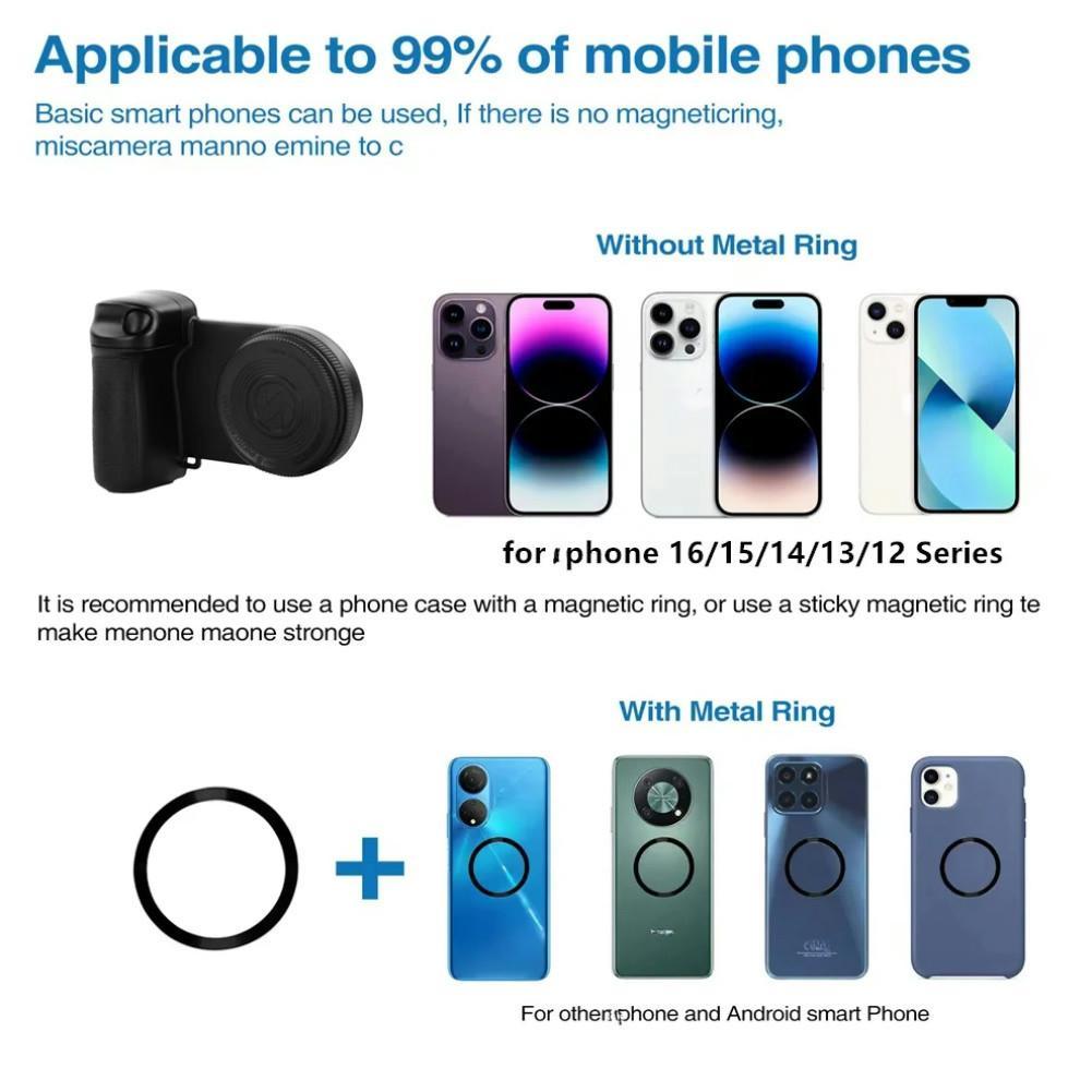 Magnetic Selfie Handle, USB Rechargeable Phone Selfie Handle with, Adjustable Camera Stabilizer for iPhone & Android, Selfie Ring Light, Smartphone Camera Accessories