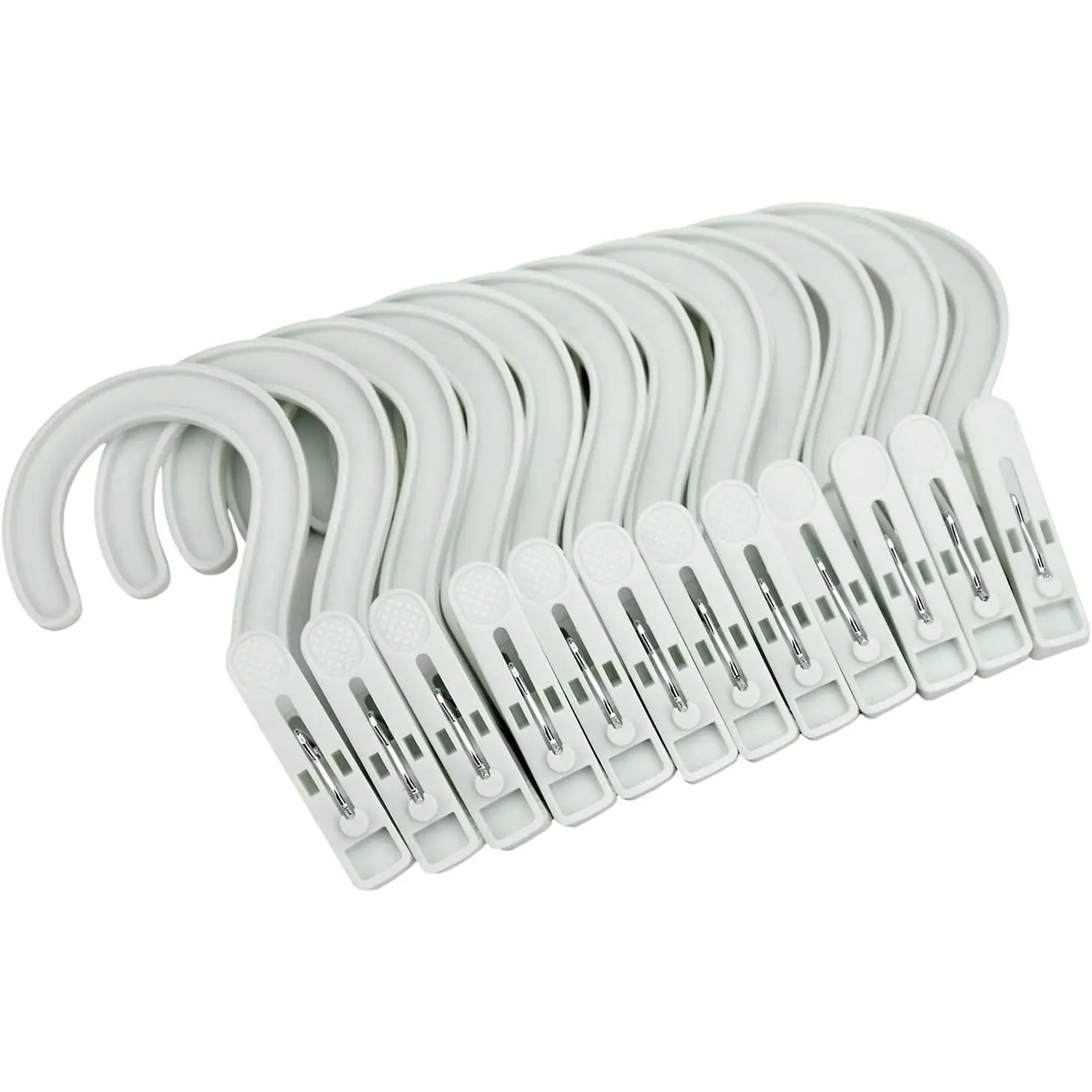 Laundry Hooks Boot Hangers Plastic Clothes Pins Hanger Clips for Bathroom Travel Portable White (12Pcs)