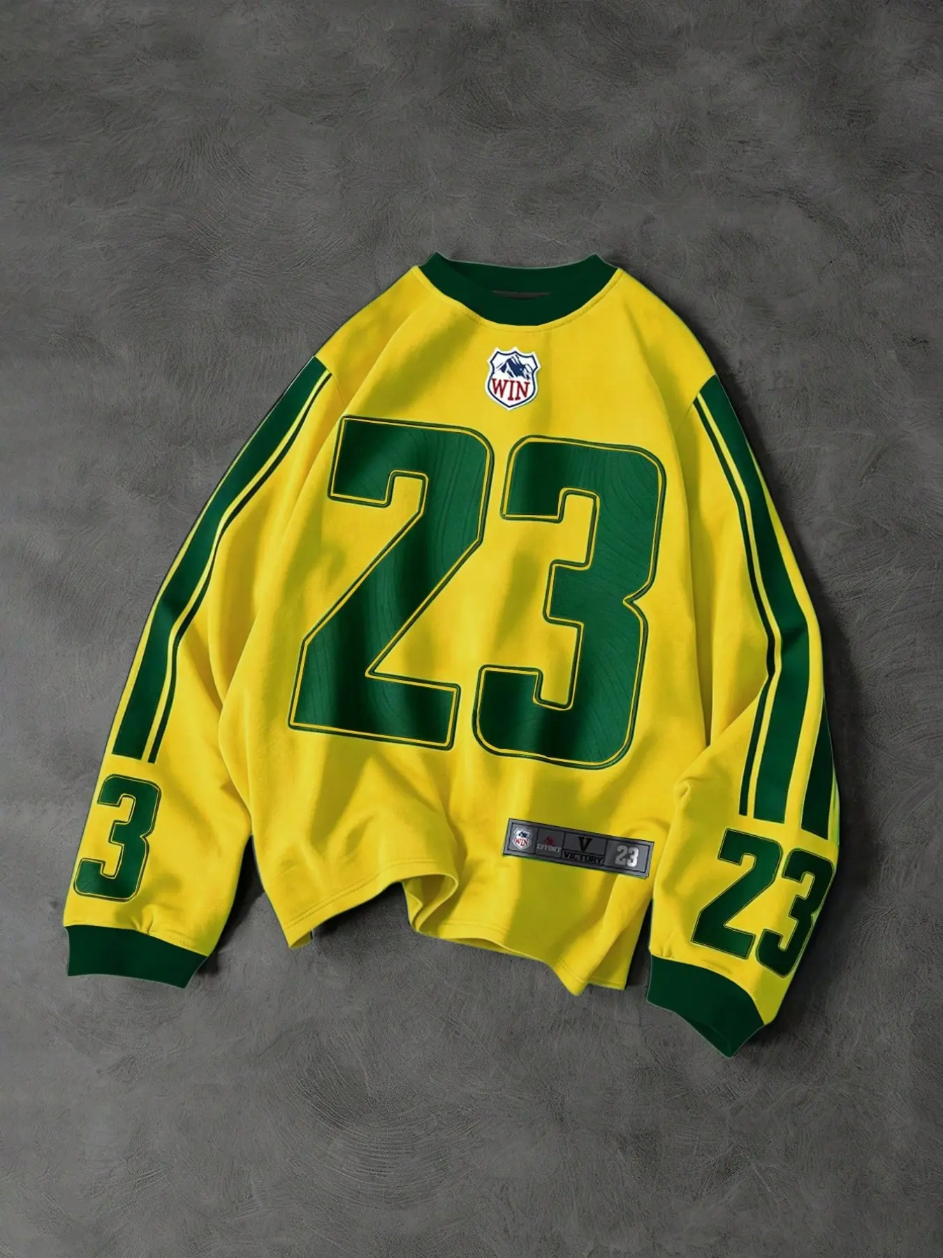 Colorblock 23 Number American Retro Basketball Style Round Neck Polyester Sweatshirt, Loose Fit Sporty Drop Shoulder Long Sleeve Top, Athletic Sweatshirt
