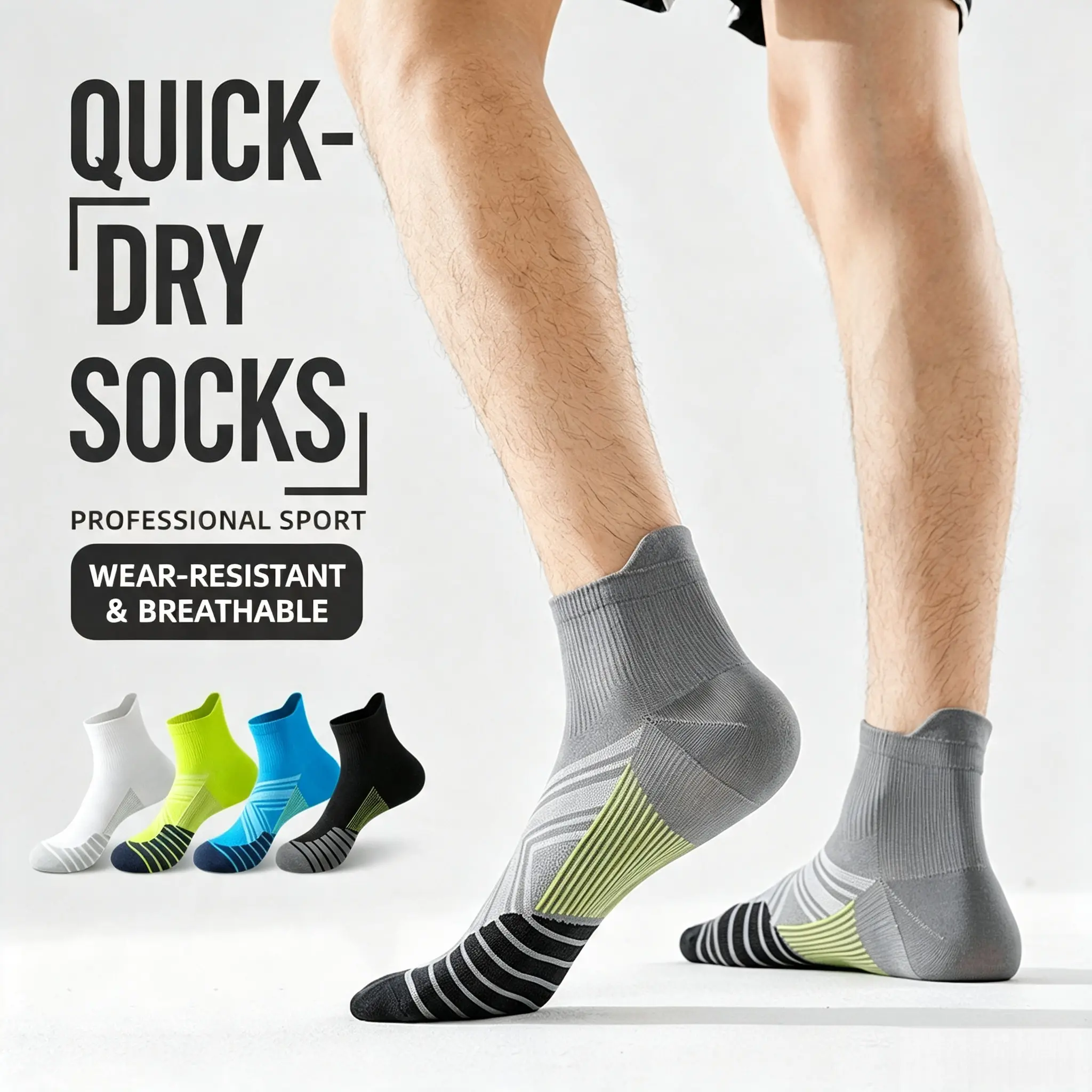 Men'S Quick-Dry Socks Summer Thin Mid-Calf Running Socks Sweat-Absorbing Breathable Marathon Sports Socks