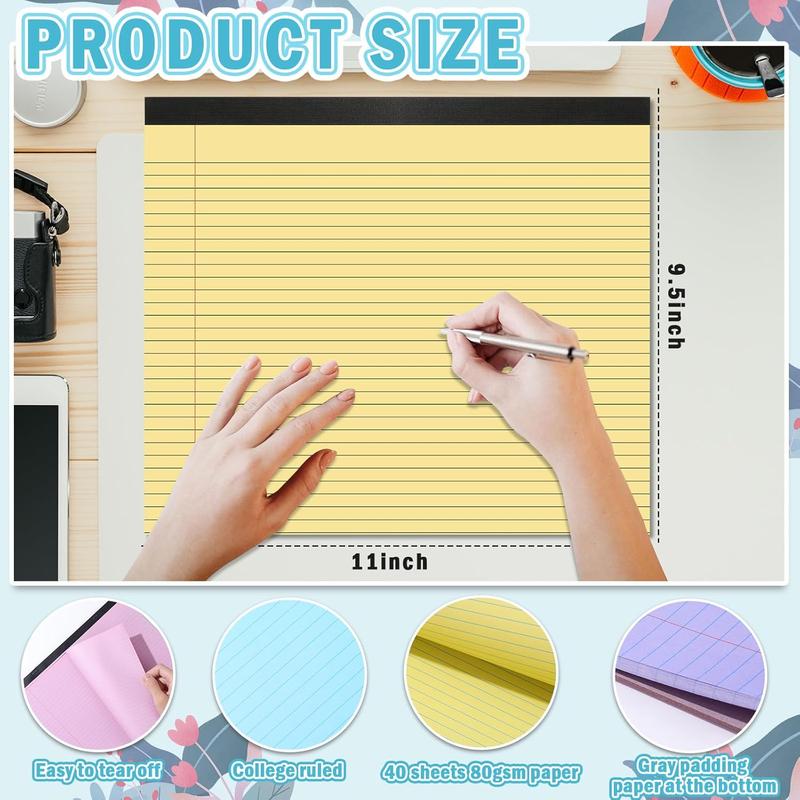 4 count 9.5" x 11" Legal Pads College Ruled Lined Pad 80 GSM Pastel Colored Notepad 40 Sheets Horizontal Lined Notebooks for Writing Office School Work Business Grocery Lists 4 count 9.5" x 11" Legal Pads College Ruled Lined Pad 80 GSM Pastel Colored Notepad 40 Sheets Horizontal Lined Notebooks for Writing Office School Work Business Grocery Lists