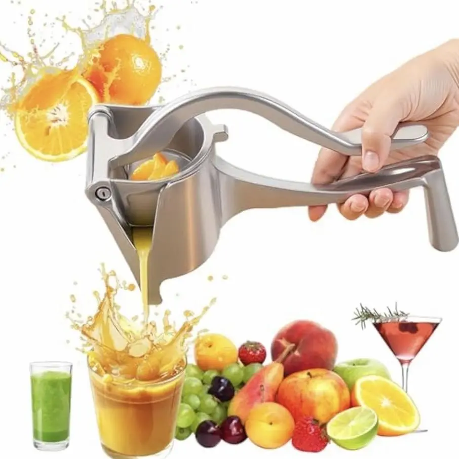 Hand Juicer Squeezer - Aluminum Manual Press Juicer with Ergonomic Grip for Efficient Juice Extraction of Pomegranates Citrus & More, Durable Compact Easy to Use & Clean Manual Citrus Juicer, Fruit Juice Extractor, Lemon Juicer