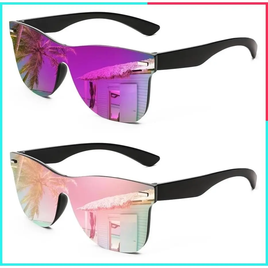 Unisex Trendy Mirrored Reflective Sunglasses with UV Protection - Stylish Shades for Daily Wear, Outdoor, Driving, and Beach Essentials