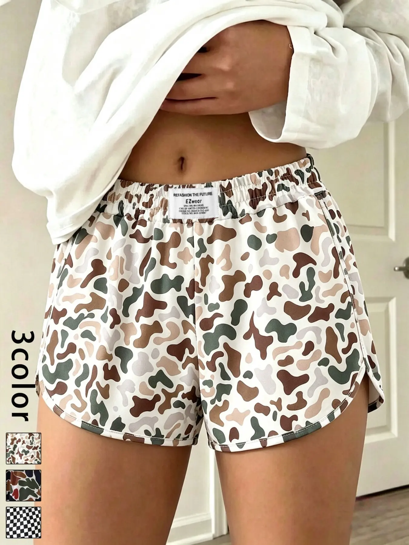 Camouflage Print Gym Shorts, Elastic Waist, Split Hem, Loose Fit, Y2K Style, Breathable Fabric, Summer, Fitness, Streetwear, Work Out Shorts