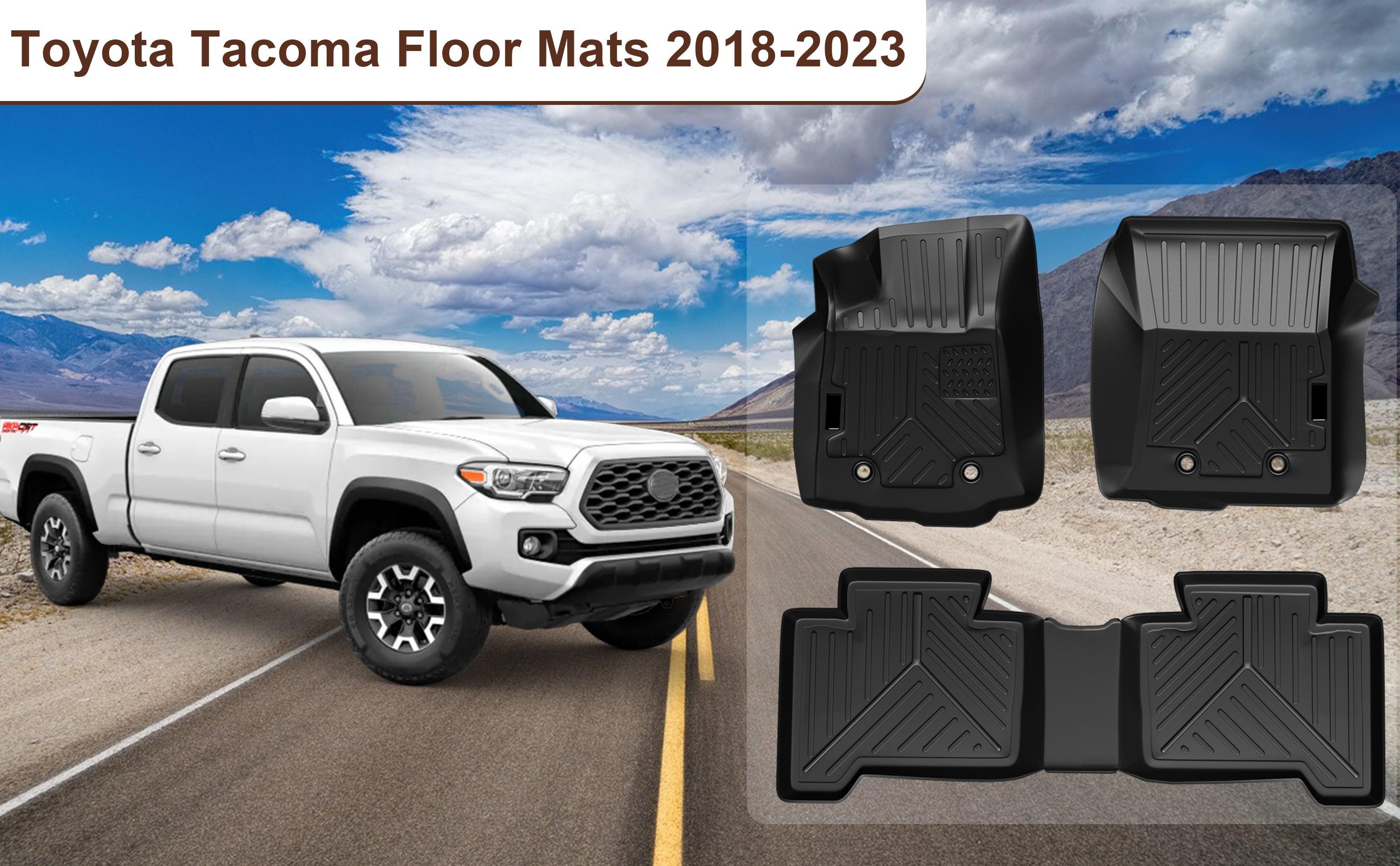GARVEE Custom Fit Floor Mats for Toyota Tacoma Double Cab 2018-2023,3 Pack TPE Floor Liners Compatible with 2018 2019 2020 2021 2022 2023 Toyota Tacoma